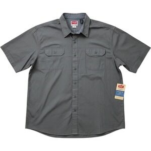 Wrangler Mens 3XL Gray Short Sleeve Button Down Shirt Relaxed Fit NWT Workwear